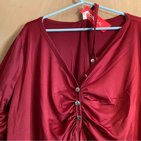 Maroon Shirt w/one side cold shldr cut out cute, nice to add to your collection. - Picture 2 of 7